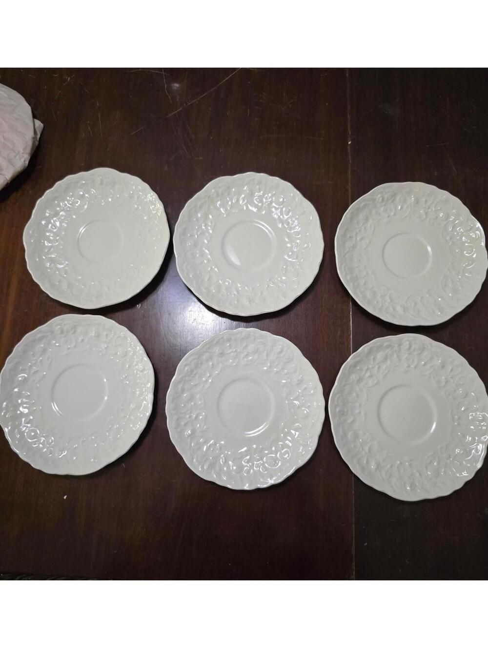 1940s Vintage Pope Gosser China Rose Point Saucers Set of 6
